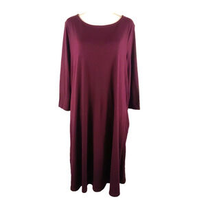Zenana Premium Women's Quarter Sleeve Dress Pockets Shirt Size 1 X Maroon Red